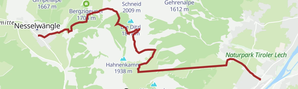 Route map: Lechaschauer Alm